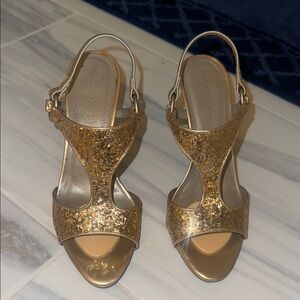 Anna Gold Glitter Slingback Heels